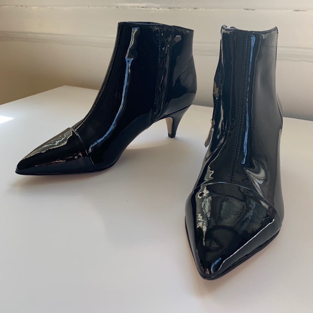 Patten leather booties